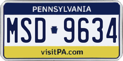 PA license plate MSD9634