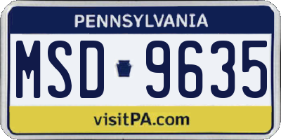 PA license plate MSD9635