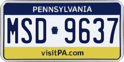 PA license plate MSD9637