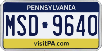 PA license plate MSD9640