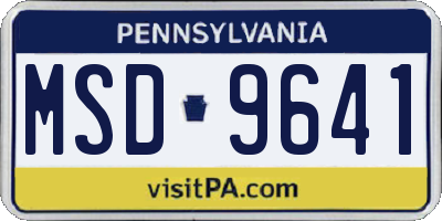 PA license plate MSD9641