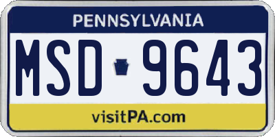 PA license plate MSD9643