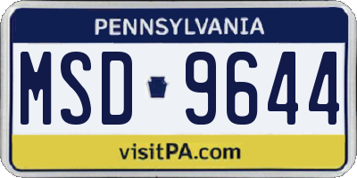 PA license plate MSD9644