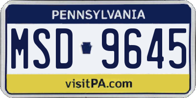 PA license plate MSD9645