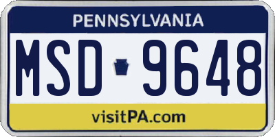 PA license plate MSD9648