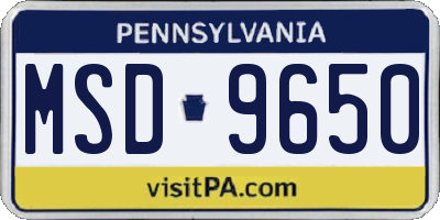 PA license plate MSD9650