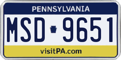 PA license plate MSD9651
