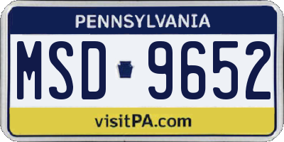 PA license plate MSD9652