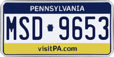 PA license plate MSD9653