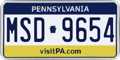PA license plate MSD9654