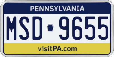 PA license plate MSD9655