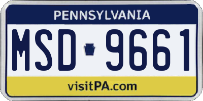 PA license plate MSD9661