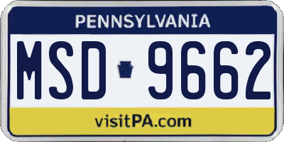 PA license plate MSD9662
