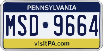 PA license plate MSD9664
