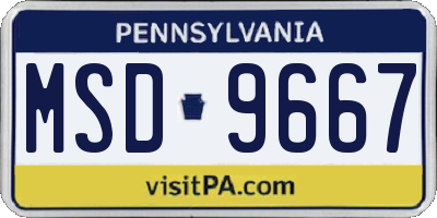 PA license plate MSD9667