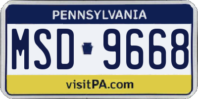 PA license plate MSD9668