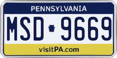 PA license plate MSD9669