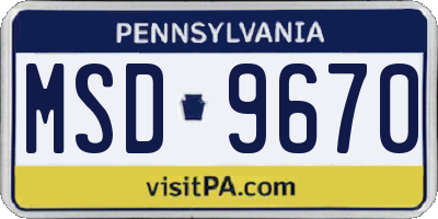 PA license plate MSD9670