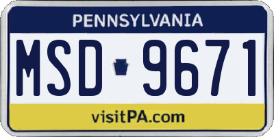 PA license plate MSD9671