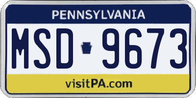 PA license plate MSD9673
