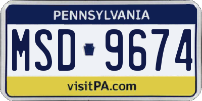 PA license plate MSD9674