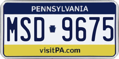 PA license plate MSD9675