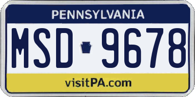 PA license plate MSD9678