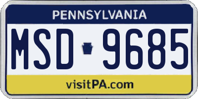 PA license plate MSD9685