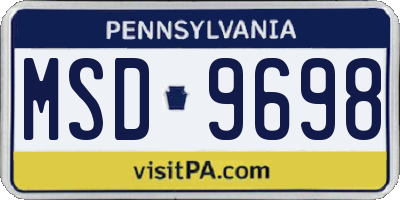 PA license plate MSD9698