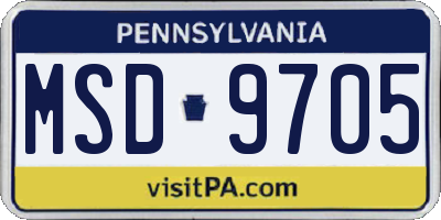 PA license plate MSD9705