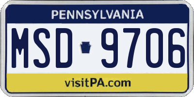 PA license plate MSD9706