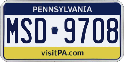 PA license plate MSD9708