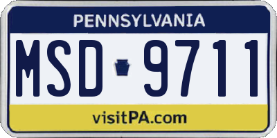 PA license plate MSD9711