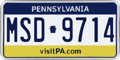 PA license plate MSD9714