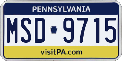 PA license plate MSD9715