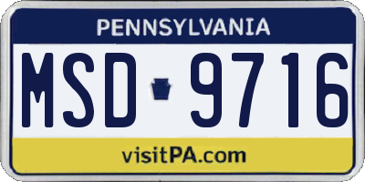 PA license plate MSD9716