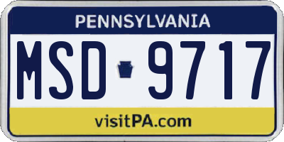 PA license plate MSD9717