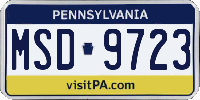 PA license plate MSD9723