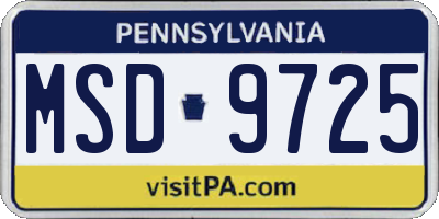 PA license plate MSD9725