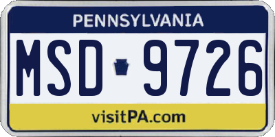 PA license plate MSD9726