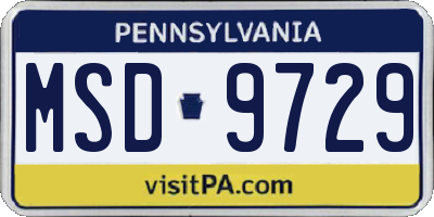 PA license plate MSD9729