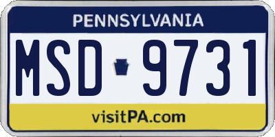 PA license plate MSD9731