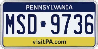 PA license plate MSD9736