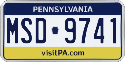 PA license plate MSD9741