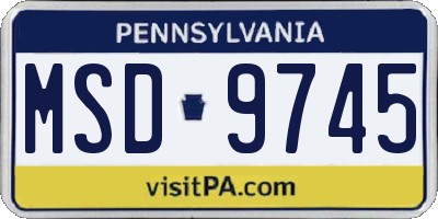 PA license plate MSD9745