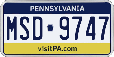 PA license plate MSD9747