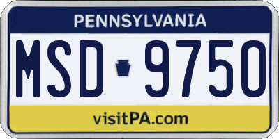 PA license plate MSD9750