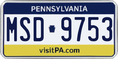 PA license plate MSD9753