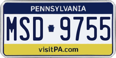 PA license plate MSD9755