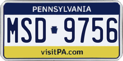 PA license plate MSD9756